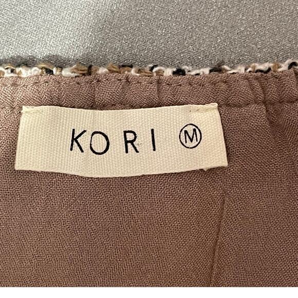 Stylish KORI Plaid Romper Jumper Brown Tan  Size Medium | Trendy Preppy 60's - Picture 5 of 9